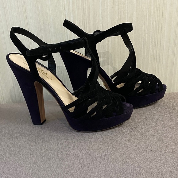 Prada Shoes - Prada Black and Purple Heels